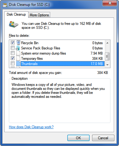 Freeing up Disk Space in Windows