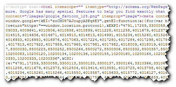 Source HTML of Google.com